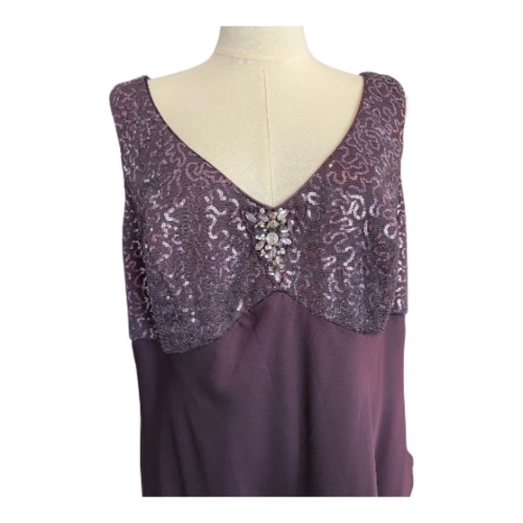 💜✨ EUC IGNITE EVENINGS Purple Beaded Tiered Chiffon Gown | Sz 16W - Picture 2 of 10